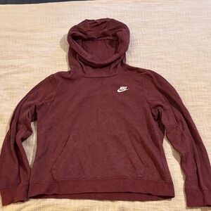 Nike Women’s Maroon Pullover Hoodie with White Logo